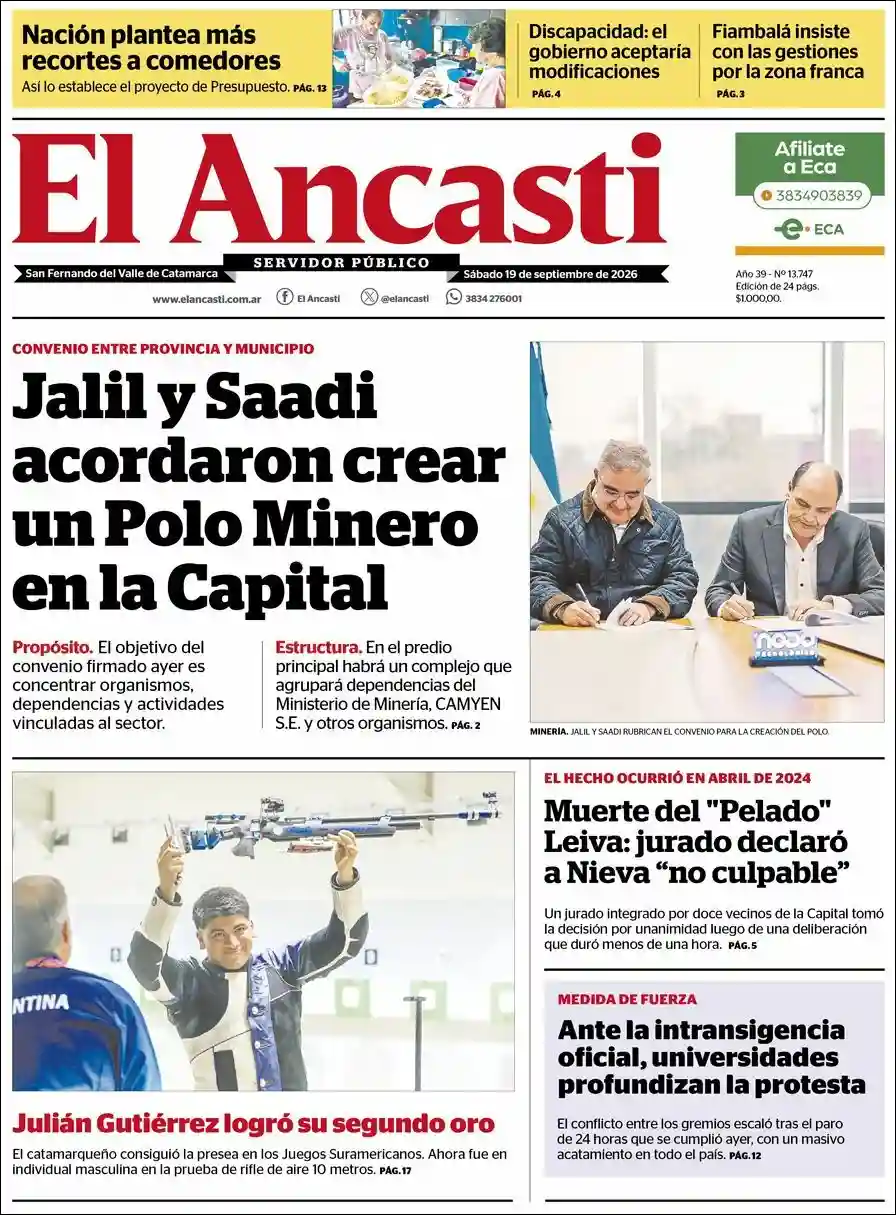 Estudios Max | RADIO IMAGEN 99.3 MHZ - Tapa del diario Ancasti