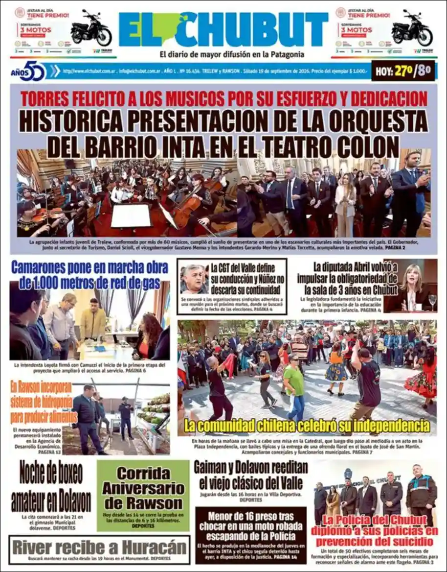Estudios Max | RADIO IMAGEN 99.3 MHZ - Tapa del diario El Chubut