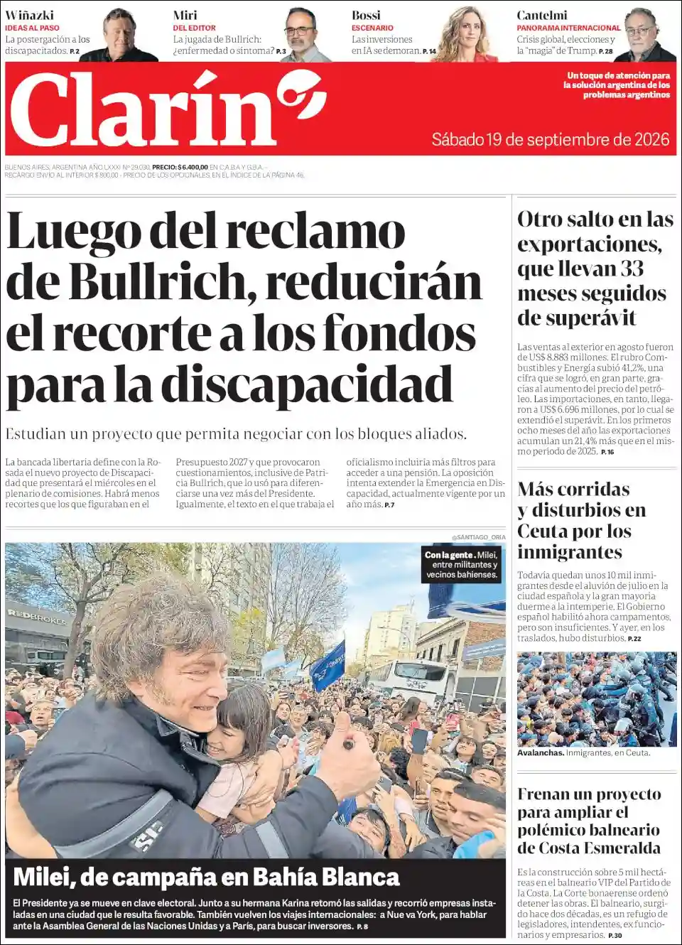 Estudios Max | RADIO IMAGEN 99.3 MHZ - Tapa del diario Clarin