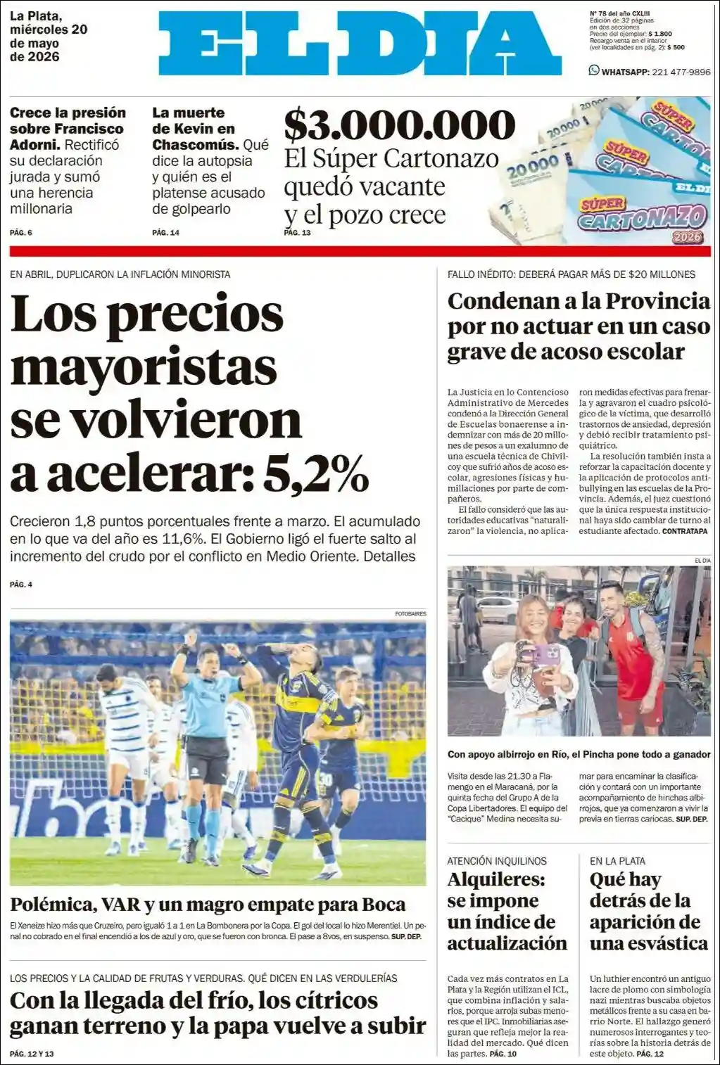 Estudios Max | RADIO IMAGEN 99.3 MHZ - Tapa del diario El Dia