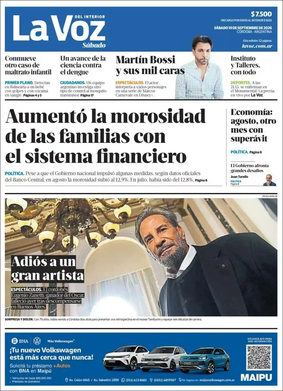 Estudios Max | RADIO IMAGEN 99.3 MHZ - Tapa del diario La Voz