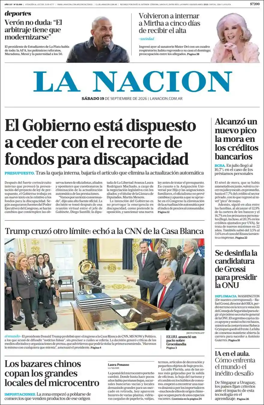 Estudios Max | RADIO IMAGEN 99.3 MHZ - Tapa del diario Nacion