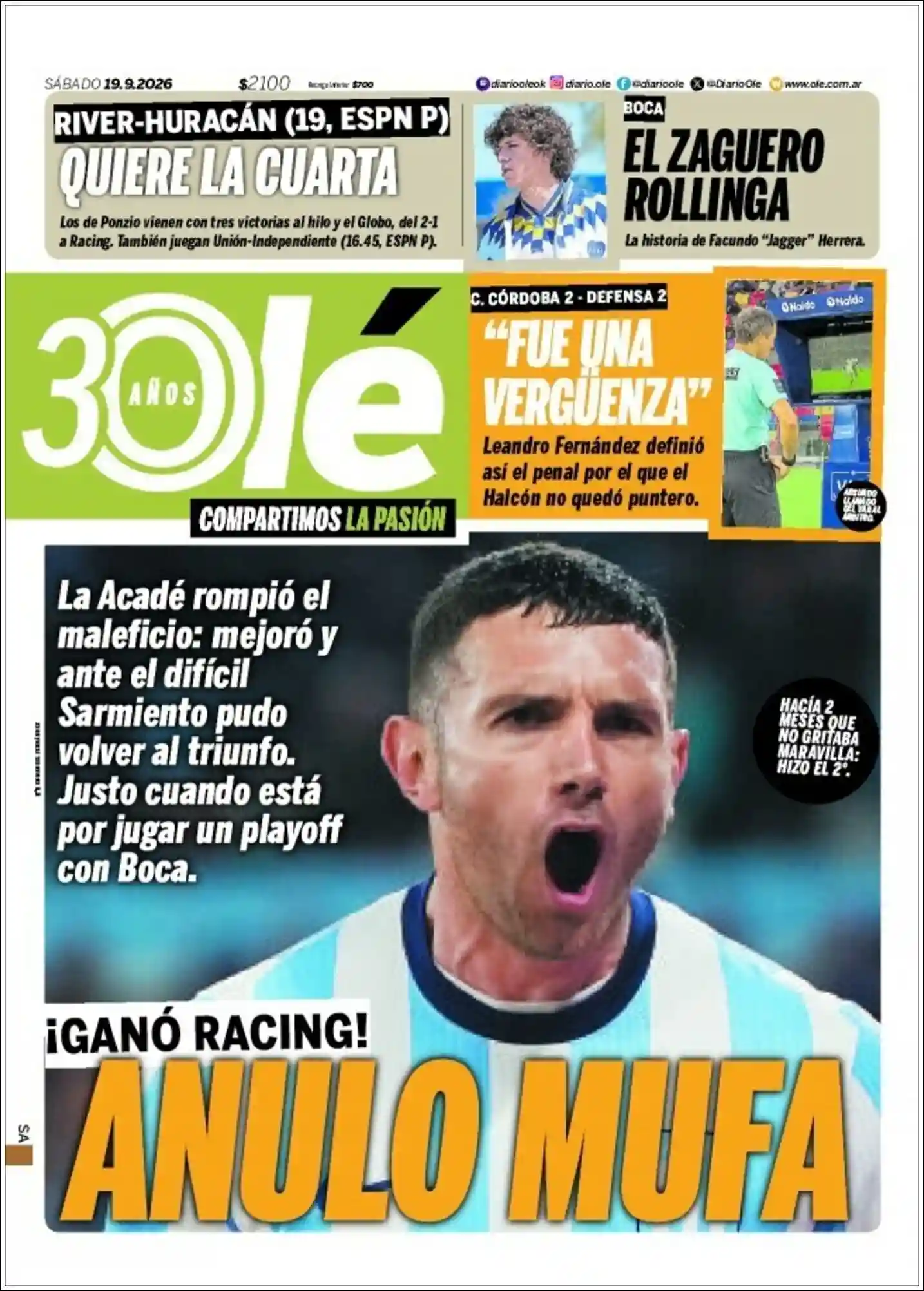 Estudios Max | RADIO IMAGEN 99.3 MHZ - Tapa del diario Ole