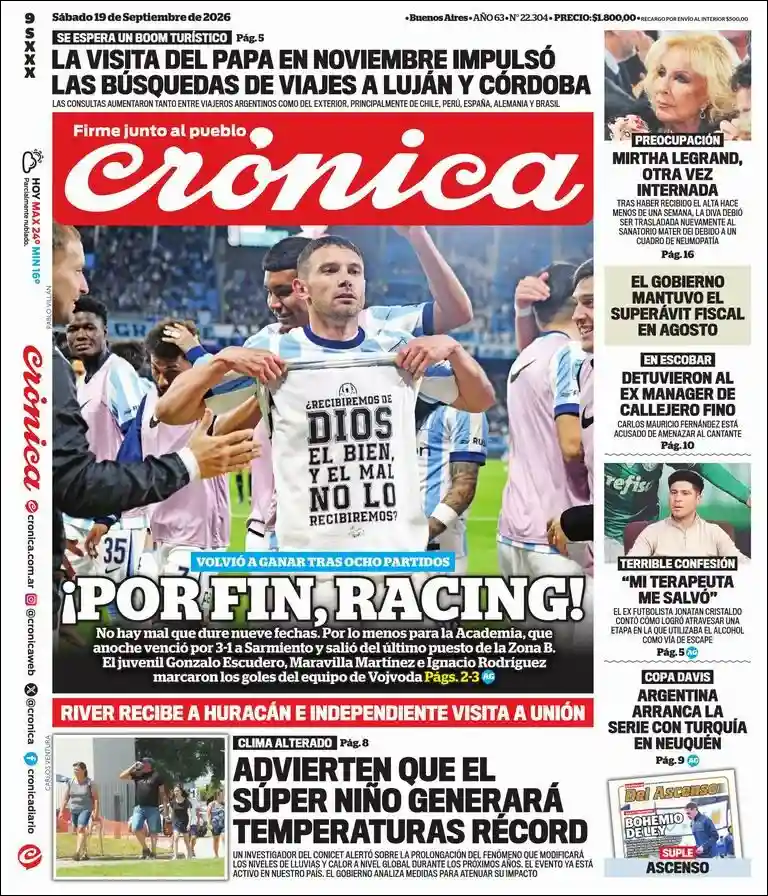 Estudios Max | RADIO IMAGEN 99.3 MHZ - Tapa del diario Crónica